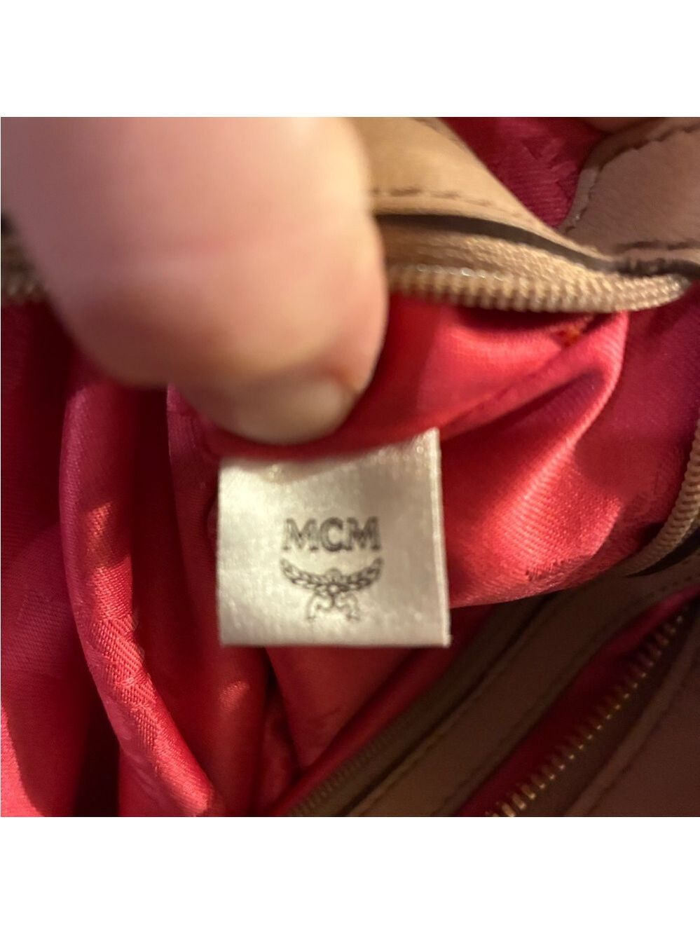 MCM Tan & Pink Monogram Tote Bag Gold Accents Q4382 München - Picture 11 of 11